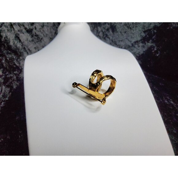 vintage karma gold tone bambo pattern double ring pin brooch - Picture 4 of 4